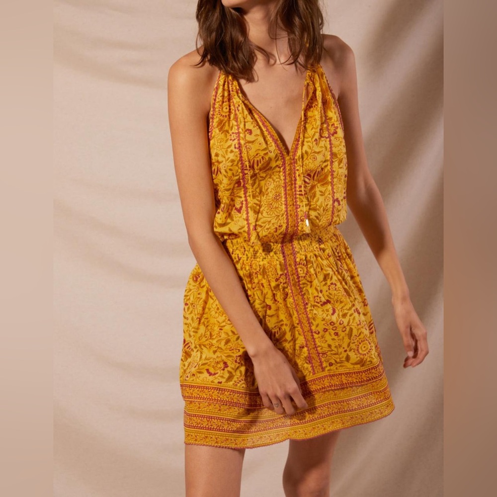 Poupette St. Barth Carine Mini Dress in Yellow Toulon